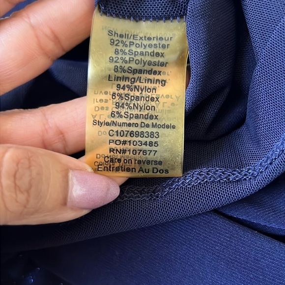 Alice + Olivia Annabelle Dress Navy Blue Sparkly Bodycon - Picture 6 of 8